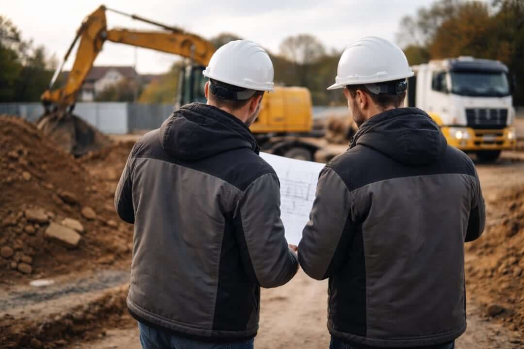Baustelle mit moderner Technik als Grundlage der Arbeit von RN Baggerbetrieb GbR